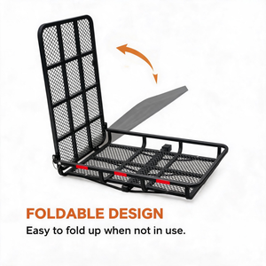 Porte-bagages arrière universel en acier de 500 lb avec rampe de chargement et panier à bagages pliable pour SUV et camion, compatible avec récepteur de 2 pouces - Product Image 3