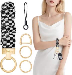 Lanyard gelang kunci elastis untuk kunci mobil, gelang tali gantungan kunci mobil dengan cincin D gelang pergelangan tangan lucu untuk pria wanita - Product Image 3