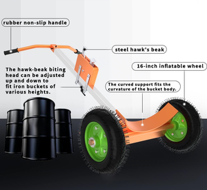 Dld Duurzaam 450Kg Ce Manuele Trommelwagen Met Pneumatische Wielen Voor Stalen Plastic Afvalolietrommels - Product Image 2