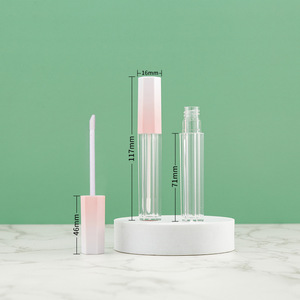 Tubo Vacío Hexagonal para Brillo Labial con Degradado, Botella Transparente Recargable de 5ml con Pincel, Envase Cosmético - Product Image 3