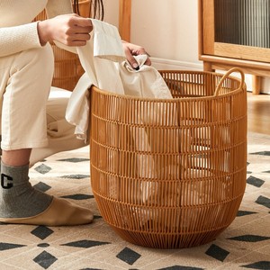 Cesta de lavandería de mimbre, cesta redonda lavable para ropa y toallas, uso doméstico - Product Image 2