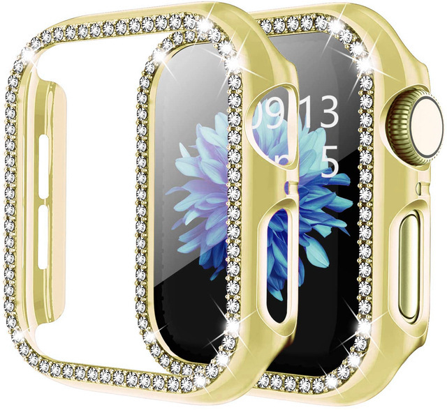 Luxury Cover 38mm 40mm 41Mm 42mm 44mm 45mm Size Zircon Bling Moissanite Bezel Crystal Diamond I Watch Case for Apple Iwatch