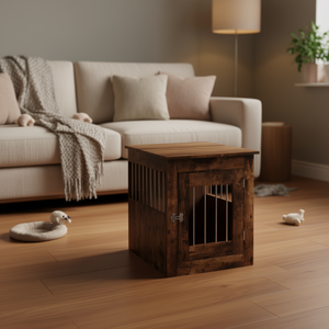 Cuccia per Cani di Taglia Media in Legno Ingegnerizzato Rovere Affumicato, Cuccia Classica Rettangolare Durevole per Interni, Arredamento per Cani - Product Image 2