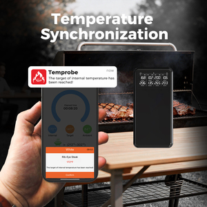 <span class=keywords><strong>Thermomètre</strong></span> à viande sans fil rechargeable BT5.3 avec amplificateur <span class=keywords><strong>de</strong></span> signal LCD 820FT, le plus fin, 4 sondes, double capteur, IP67, pour barbecue, OEM ODM - Product Image 4