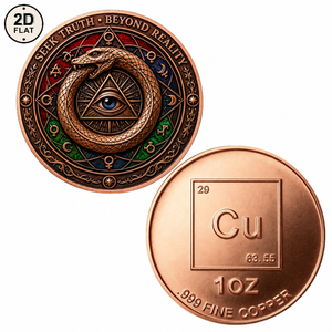 Moneda de Cobre Puro 999 de 1 Oz Personalizada al por Mayor, Diseño de Símbolo de Alquimia Ouroboros Ojo que Todo lo Ve, Coleccionable - Product Image 1