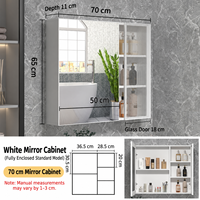 Armoire de salle de bain moderne avec miroir LED, interrupteur tactile, fonction anti-buée, porte en verre cannelé, aluminium résistant à l'humidité, 60-100 cm en option