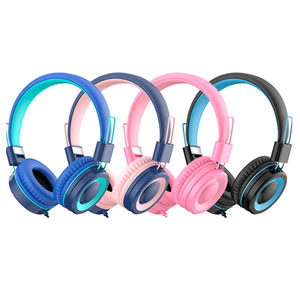 Auriculares ajustables con cable sobre la oreja, con micrófono, sonido estéreo, color azul, para uso con teléfono móvil, control de botones, ajuste de volumen - Product Image 3