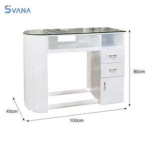 Table de manucure double moderne et écologique en verre avec collecteur de poussière pour salon de manucure - Product Image 5