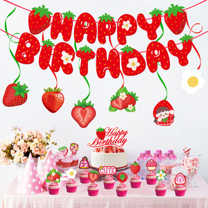 Decoración para Pastel con Temática de Fresa, Espirales para Pastel, Venta al por Mayor para Decoración de Fiestas de Cumpleaños - Product Image 1