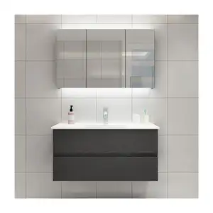 CBDMART热销欧式中密度纤维板聚氯乙烯白色现代浴室家具橱柜梳妆台