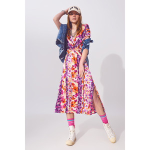 Vestido maxi con estampado floral y nudo frontal en multicolor - Product Image 3