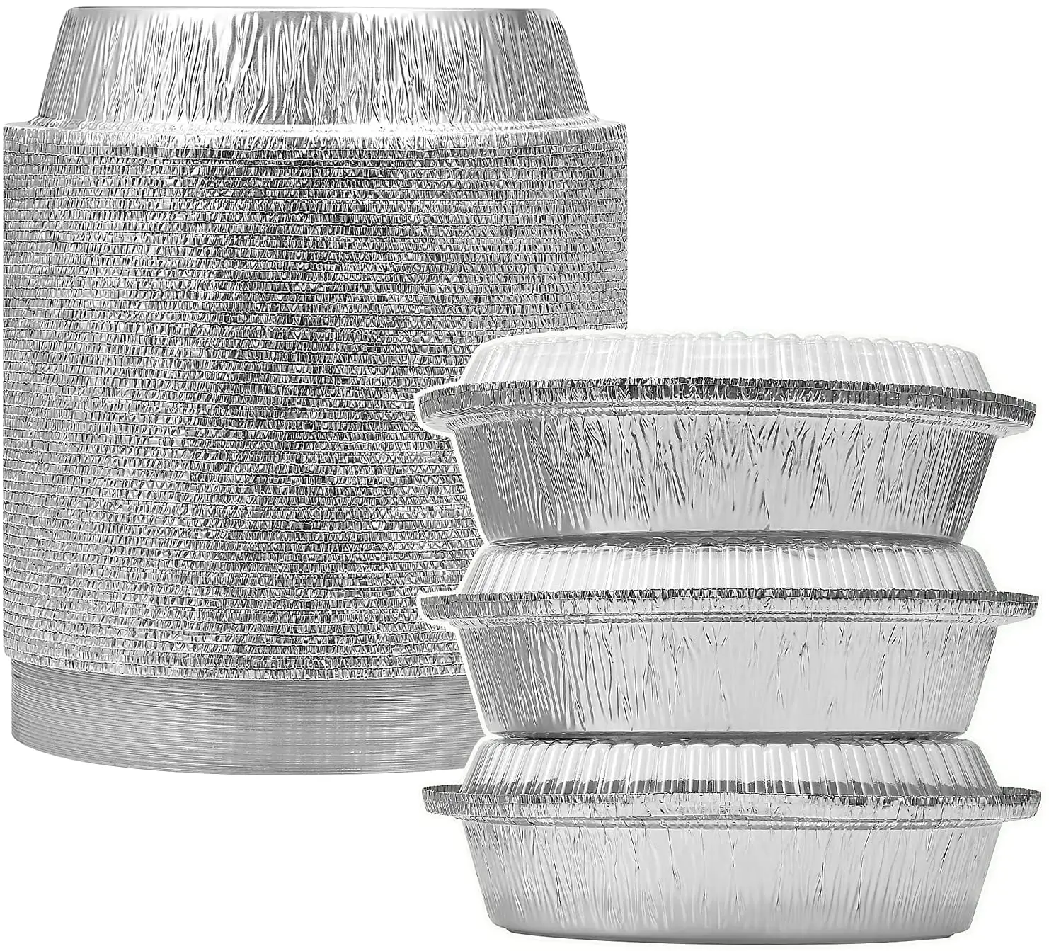 Контейнер одноразовый из алюминиевой фольги, поднос круглый для выпечки 7, 8, 9 дюймов, с крышками, для дома и пекарни