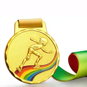 メダルスポーツスケート安いプロスポーツカスタムロゴリボンメダリオン10ピースメダル1秒3分の