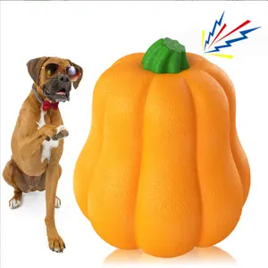 New Arrival Funny TPR Squeak Pumpkin And Orange Pet Chew Toy For Small Medium Puppy Pet Dogs