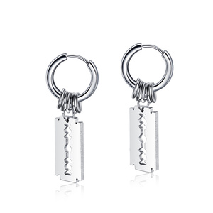 Pendientes de moda de acero inoxidable para hombres y niños, pendiente con colgante rectangular, diseño hueco tallado, gran oferta, <span class=keywords><strong>2021</strong></span> - Product Image 1