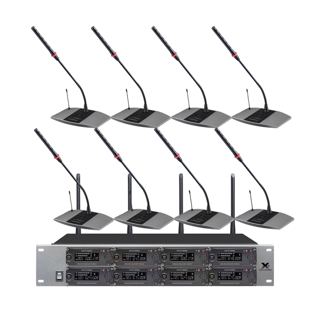 AAdvanced Rechargeable 8 Desktop Wireless Table Conference Digital Microphone System Convention Discussion MIC Built-in Battery