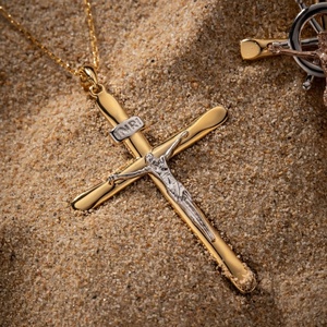 18K Gold Plated <b>Crucifix</b> Pendant <b>Necklace</b> for <b>Men</b> Women Christian Cross Jewelry Stainless Steel Religious Jesus Gift Charm - Product Image 2
