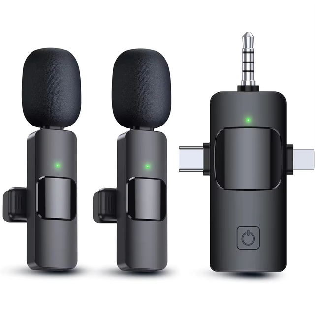 K15 Mini Mic/Clips/Video 3 in 1 Wireless for Bluetooth Lavalier Microphone Noise-Canceling Technology with Type New Title