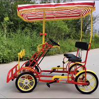Oferta Especial Cuadriciclo Eléctrico Surrey para 4 Personas Bicicleta Familiar de 4 Ruedas a Pedales Divertida Bicicleta Surrey Tándem de 4 Asientos