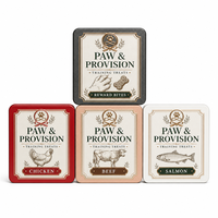 Boîte à friandises pour chien en métal carrée portable avec couvercle coulissant, impression personnalisée pour l'entraînement des chiots, stockage de friandises, emballage d'aliments pour animaux de compagnie