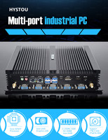 Mini PC Industrial de Bajo Consumo de 15W Sin Ventilador, I7-8550U, 8 Puertos USB, 2 Puertos LAN RJ45, 6 Puertos COM, Soporte de Montaje VESA, Compatible con Win10 y Linux