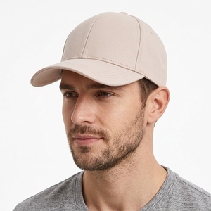 Gorra de Béisbol Beige de 6 Paneles para Hombre, Color Sólido, Algodón, Ajustada, Informal, para Adultos - Product Image 1