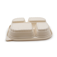 Boîte à lunch jetable en amidon de maïs à 3 compartiments, biodégradable, pour plats à emporter, sushis, nouilles, salades, usage industriel