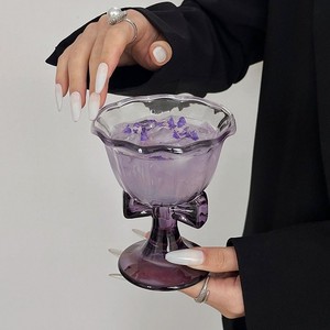 Verre à vin à pied avec nœud papillon <span class=keywords><strong>violet</strong></span>, design papillon créatif, verrerie de fête élégante et mignonne, tasse à boisson, fournisseur en gros - Product Image 2