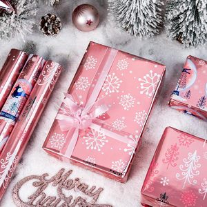 Pink aluminum coated reindeer <b>crystal</b> ball Christmas <b>tree</b> snowflakes Christmas gift wrapping paper Customizable - Product Image 1