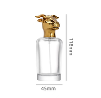 Flacon pulvérisateur de parfum vide en verre cylindrique 50 ml, qualité supérieure OEM ODM, avec capuchon tête d'animal et base lourde, pour échantillons de parfum, prix compétitif