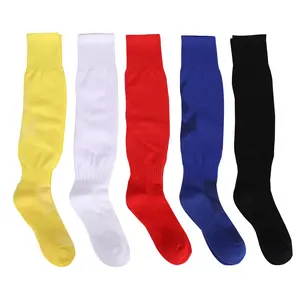 Chaussettes de Football épaisses personnalisées, antidérapantes, d'entraînement, de sport, entièrement en Polyester, noires et blanches