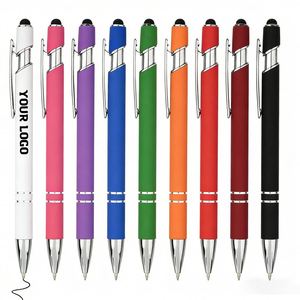 Stylo tactile multifonction 2-en-1 en métal personnalisable avec logo, nouveau modèle, fabriqué en Chine, bleu métallisé - Product Image 1