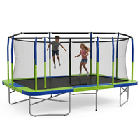 Grand trampoline carré d'extérieur avec filet de sécurité et échelle, trampoline de jeu pour enfants dans la cour, qualité export