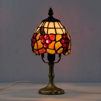 Lámpara de Mesa LED Simple de Estilo Europeo LongHuiJing de 6 Pulgadas con Vidrio Tintado con Diseño de Uvas para Decoración de Sala de Estar y Dormitorio, Hecha a Mano