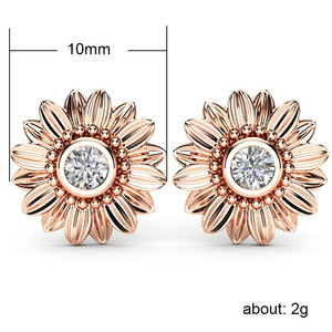 Eleganti Orecchini a Perno a Forma di Girasole per Donne, Orecchini con Pietre Scintillanti, Gioielli alla Moda per Ufficio e Uso Quotidiano, Vendita all'Ingrosso - Product Image 5