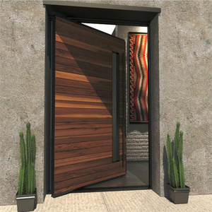 CBMMart Latte moderne de luxe en cèdre Chevron <span class=keywords><strong>Sapin</strong></span> Teck Porte d'entrée pivotante en bois massif - Product Image 2