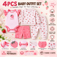 Ensemble de 3 bodys bébé 100 % coton imprimés à manches courtes pour 0-9 mois – Vente en gros, styles variés