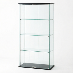 Custom Size Modern Black Metal Display <b>Cabinet</b> Double Doors Luxury 4 Layers Mobile Showcase <b>Lockable</b> Durable Easy Polished - Product Image 1