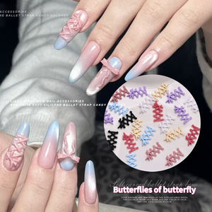 50 Pièces/Sachet Breloques d'Ongles Ruban Chausson de Ballet, Nœuds Croisés en Résine Souple pour <span class=keywords><strong>Manucure</strong></span> Française & Nail Art, Autocollants et Décalcomanies 3D pour Ongles - Product Image 1