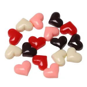 100Pcs/Lot Colorful Chocolate Heart Flatback Resin Cabochons Sweet Love Heart Slime Charms Embellishments For Scrapbooking DIY