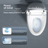 Inodoro Inteligente para Hogar y Hotel, Totalmente Automático, con Protección de Espuma, Anti-Salpicaduras, Anti-Olores, Control por Voz, Sensor Inteligente, Acero Inoxidable