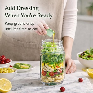 Vertical Layering Salad Jar 1-3L Airtight Seal Lid For Fresh Meal Prep - Product Image 1