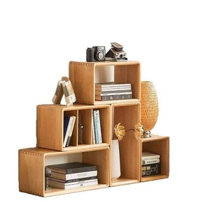 ชั้นวางของไม้แบบโมดูลาร์ 4 ชั้น ตู้หนังสือ ตู้เก็บของห้องนั่งเล่นอเนกประสงค์แบบพกพา - Product Image 5