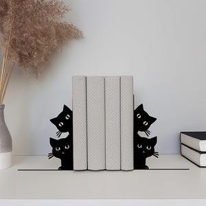 Cute Black <strong>Cat</strong> Peeking Design Bookend Creative Cartoon Desktop Book Holder Novelty Office Home Decorative <strong>Figurine</strong> - Product Image 2