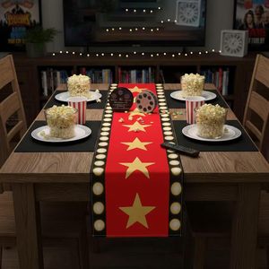 Chemin de table pour soirée cinéma rayé et brodé avec motif étoile dorée, décoration tapis rouge, fêtes de Noël et d'anniversaire, fabriqué en Chine - Product Image 5