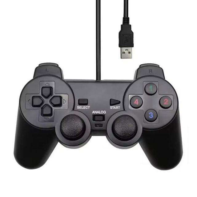 2025S Black Wired USB PC Game Controller Joypad Gamepad Vibration Motor for WinXP/Win7/8/10 Windows Computer Vibration Motor