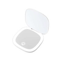 Miroir de maquillage LED portable à interrupteur tactile, compact, carré, réglable, sur pied, pour la maison et les voyages