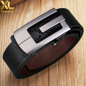 Ceinture automatique à cliquet pour jeunes hommes, boucle intérieure sans trou, ceinture en cuir véritable pour tenue décontractée ou professionnelle - Product Image 1