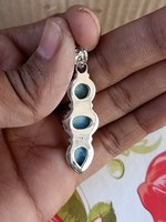 Pendentif Larimar Triple fait main en argent Sterling 925 massif beau pendentif Larimar Boho cadeau pour elle-pendentif bleu
