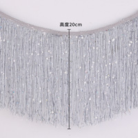 Promotion : Franges en nylon épaissi et crypté de 20 cm avec sequins et pompons, garniture brillante en franges à pampilles